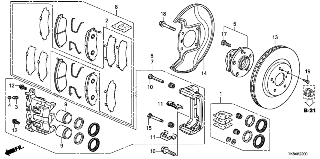 2011 Honda Odyssey  Caliper Set, FR. Diagram for 01463TK8A00