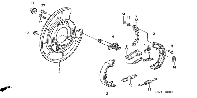 2005 Honda Element  Spring, Shoe Clamp Diagram for 45172S0KA01