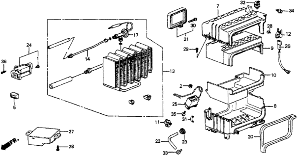 1987 Honda Accord  Evaporator Sub-Assembly Diagram for 80210SE0A01