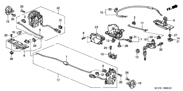 2003 Honda Element Handle Assy., Tailgate (Lower) Diagram for 74790SCVA01