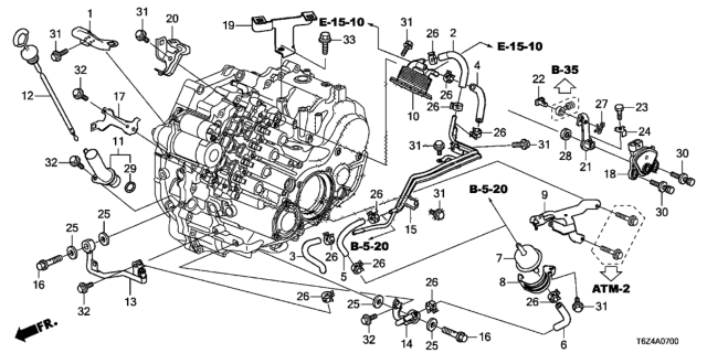 2017 Honda Ridgeline  Hose (185MM) (ATf) Diagram for 25215RJA007