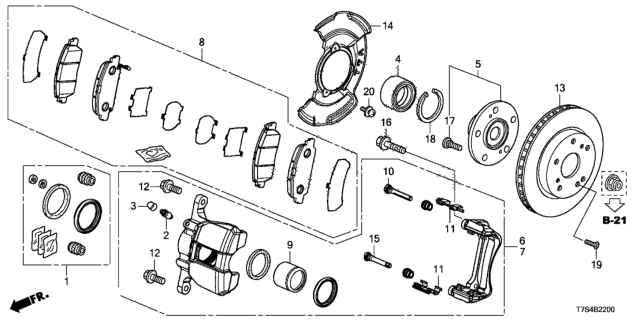 2019 Honda HR-V  Pad Set, Front Diagram for 45022T7WA00