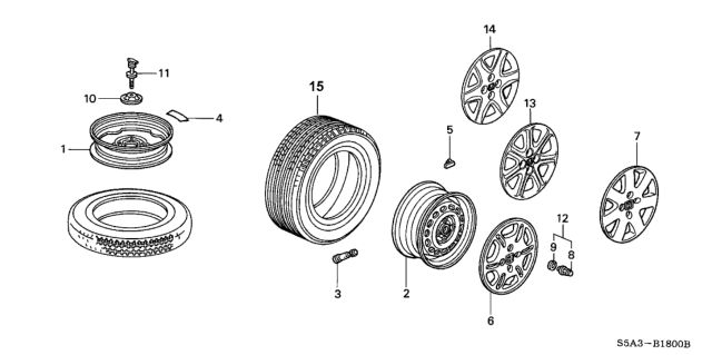2001 Honda Civic  Disk, Wheel (15X6Jj) (Topy) Diagram for 42700S5DA11