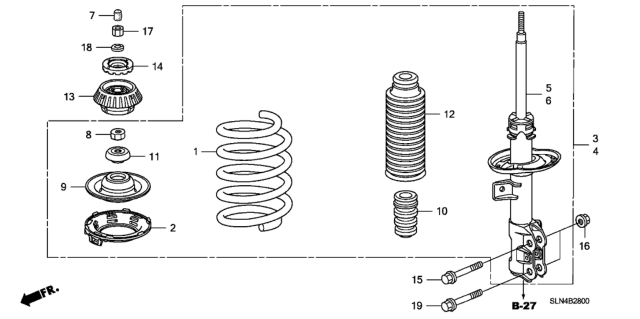 2008 Honda Fit  Seat, FR. Spring Clip (Upper) Diagram for 51402SLNA02