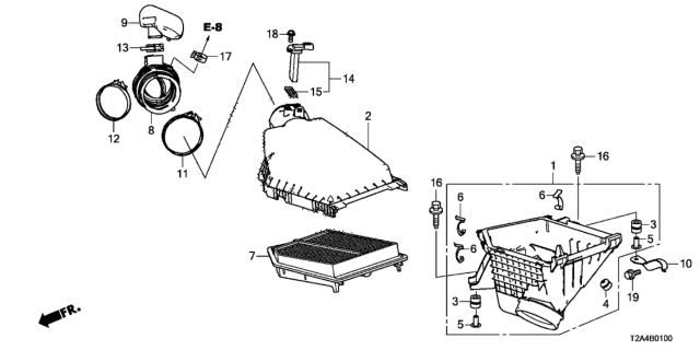 2016 Honda Accord Stay, Air Cleaner Diagram for 172615G0A00