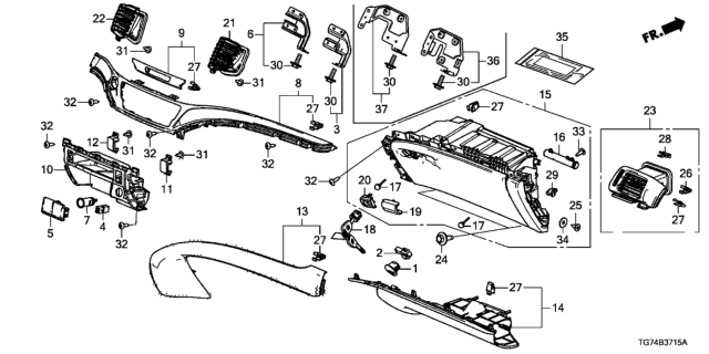 2018 Honda Pilot  Outlet Assy., R. Center *NH900L* (DEEP BLACK) Diagram for 77610TG7A01ZB