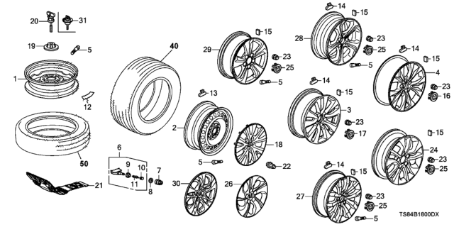 2013 Honda Civic  Disk, Wheel (16X4T) (Black) (Topy) Diagram for 42700SVBA91
