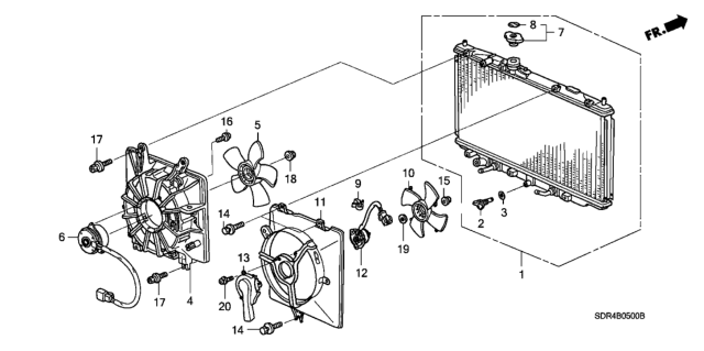 2007 Honda Accord Hybrid Fan, Cooling Diagram for 19020RCJA01