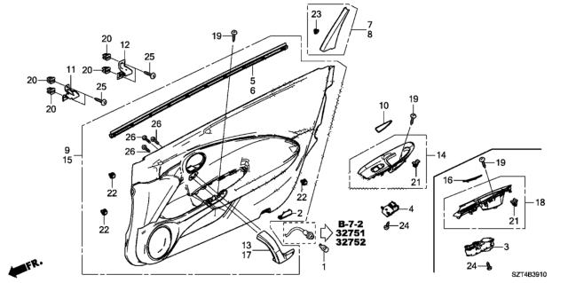 2012 Honda CR-Z  Mat R, Pull Pocket *NH167L* (GRAPHITE BLACK) Diagram for 83505SZTG01ZA