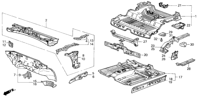 1986 Honda Civic  Pillar, R. FR. (Lower) (Inner) Diagram for 60670SB4660ZZ