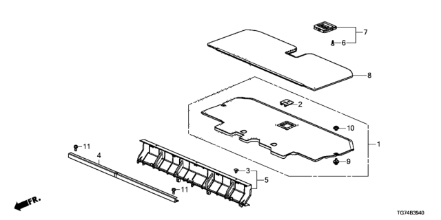 2019 Honda Pilot  Divider, Cargo Bin *NH900L* (DEEP BLACK) Diagram for 84523TG7A00ZA