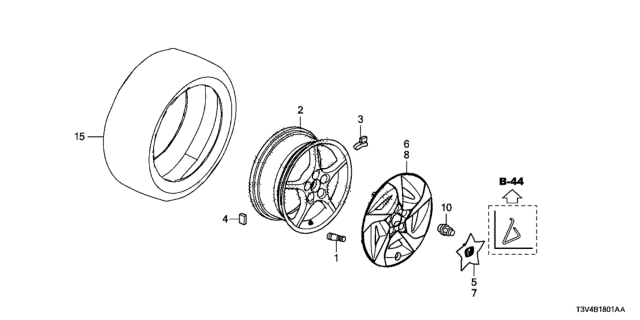 2014 Honda Accord  Trim, Wheel R 17X7 Diagram for 44733T3VA01