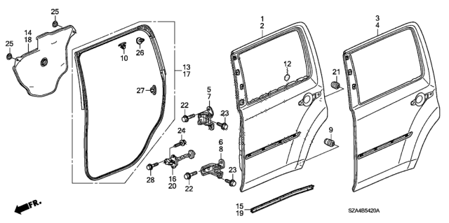 2011 Honda Pilot  Clip, Weatherstrip (Short) Diagram for 72311SZAA00