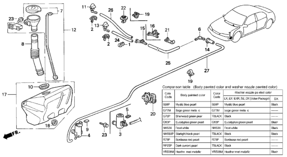 1994 Honda Accord Cap Unit, Mouth Diagram for 76802SV4003