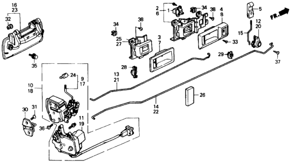 1990 Honda Civic  Case Assy., R. Inside Handle *NH89L* (Mitsui Kinzoku) (PALMY GRAY) Diagram for 72125SH4A22ZD