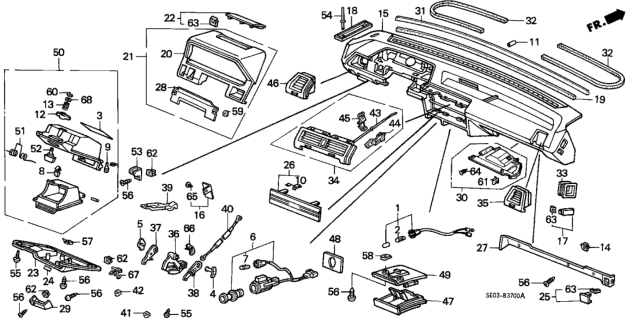 1988 Honda Accord  Outlet Assy., Driver *NH1L* (BLACK) Diagram for 77680SE3A01ZA