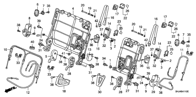 2009 Honda Odyssey  Cable A, L. RR. Seat Diagram for 82232SHJA01