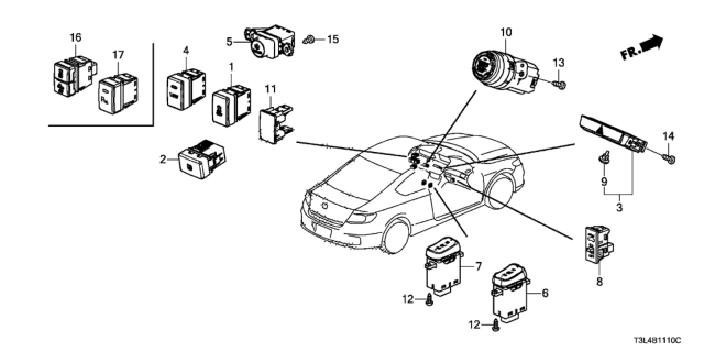 2013 Honda Accord Switch Assembly, Tpms Diagram for 35320T2AA01