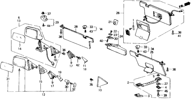 1988 Honda Accord Sunvisor Assembly, Passenger Side (Smooth Beige) Diagram for 83230SG7A03ZA