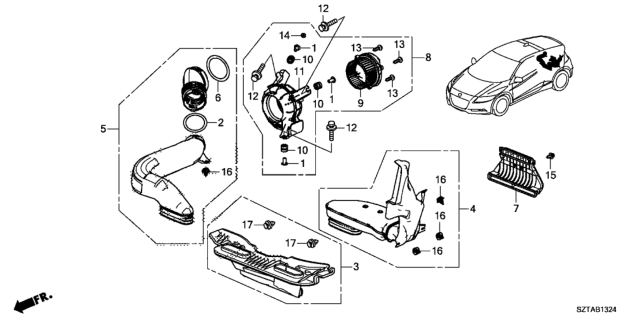 2014 Honda CR-Z  Ring, Seal Diagram for 17258RWK000