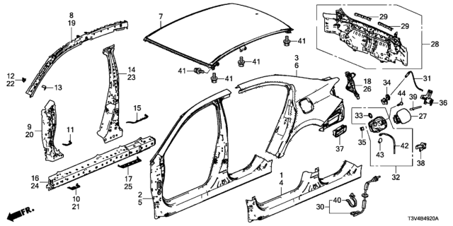 2014 Honda Accord  Panel Set, R. RR. (Outer) (DOT) Diagram for 04636T3VA90ZZ
