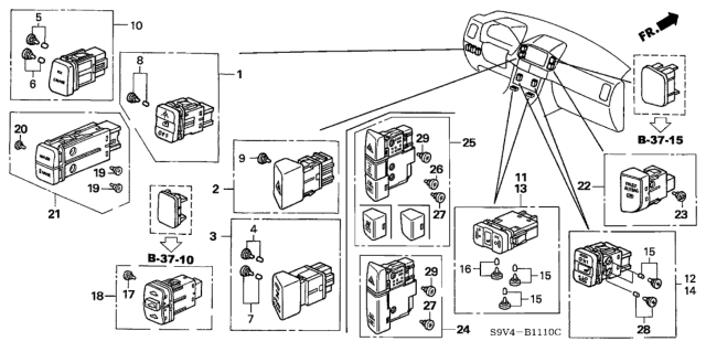 2005 Honda Pilot  Bulb (14V 60Ma) Diagram for 35850S9VA11