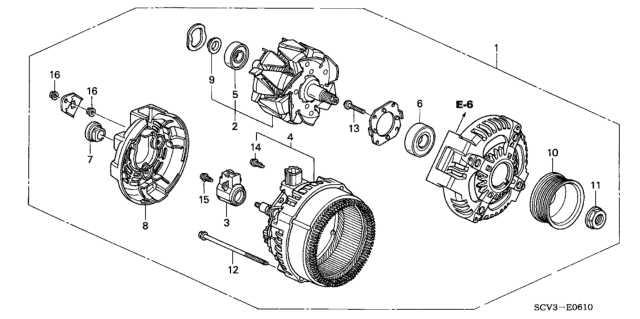2005 Honda Element  Cover, RR. End Diagram for 31135RFE003