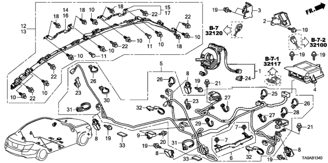 2012 Honda Accord Wire Harness, SRS Floor Diagram for 77962TA0A32