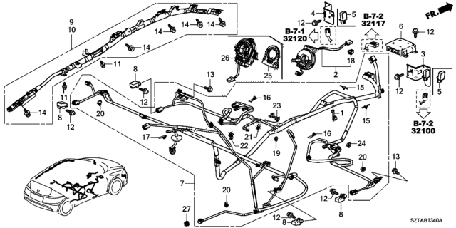 2016 Honda CR-Z Reel Assembly, Cable Diagram for 77900TR0A21