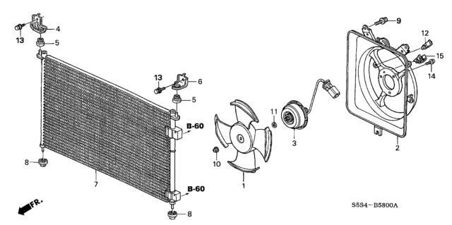 2005 Honda Civic Rubber, Condenser Mounting Diagram for 80175S87A01