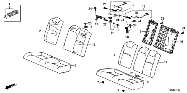 2016 Honda Civic Cover, Rear Seat Cushion Trim (Semi Dark Grayge) Diagram for 82131TBGA21ZB