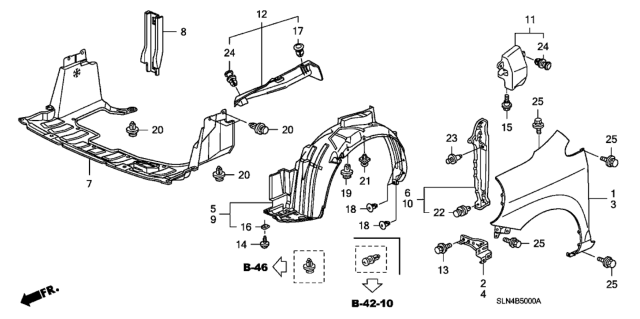 2008 Honda Fit  Garnish, L. FR. Fender Diagram for 74207SLNA00