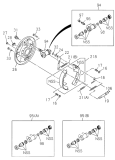 2001 Honda Passport  Adjuster, R. RR. Brake Diagram for 8972304890