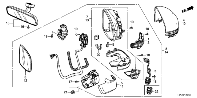 2016 Honda Fit Mirror Assembly, Driver Side Door (R.C.) (Coo) Diagram for 76258T5R305
