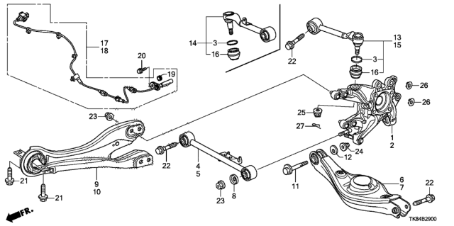 2016 Honda Odyssey Washer, Control Arm Diagram for 52363TK8A00