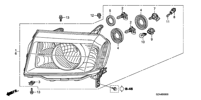 2009 Honda Pilot Bulb (28/8W) (3457Nak) (Amber) Diagram for 34906SJCA02