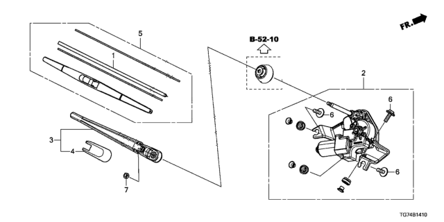 2018 Honda Pilot  Blade, Windshield Wiper (350MM) Diagram for 76730TZ5A01