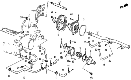 1985 Honda Prelude O-Ring (27.6X4.1) Diagram for 91314634000