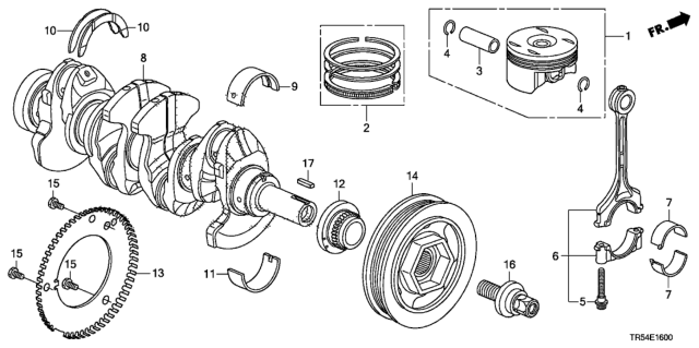 2015 Honda Civic Pulley, Crankshaft Diagram for 13810R1AG02