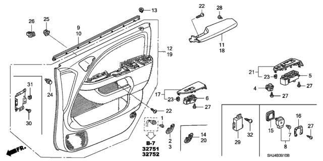 2007 Honda Odyssey  Reflector, R. FR. Door Diagram for 83509SHJA01
