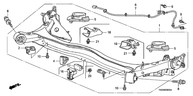2011 Honda Fit Beam Assembly, Rear Axle Diagram for 42100TK6020