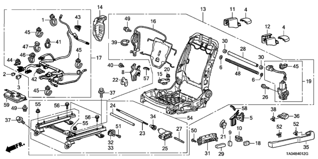 2009 Honda Accord  Cord, L. FR. Power Seat (8Way) Diagram for 81606TA0A51