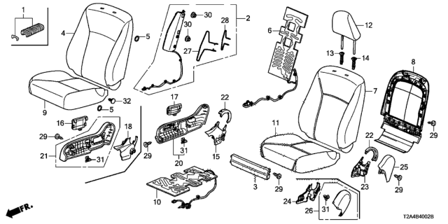 2013 Honda Accord Pad Complete Right, Front Cus Diagram for 81137T2FA41
