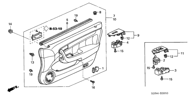 2005 Honda Accord  Weatherstrip, L. FR. Door (Inner) Diagram for 72375SDNA01