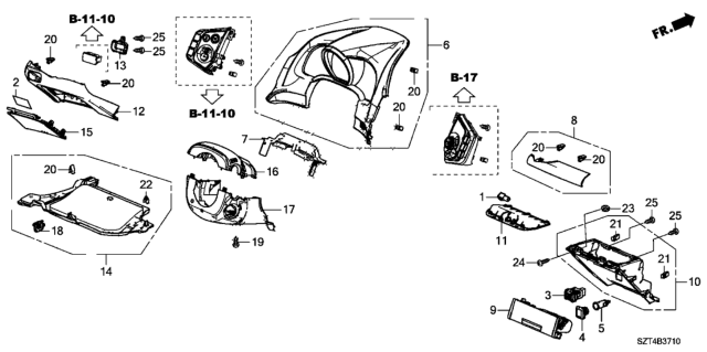 2011 Honda CR-Z Cover, Column (Upper) (Graphite Black) Diagram for 77350TF0G01ZA