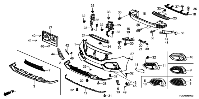 2020 Honda Civic  Plate, FR. Bumper Induction (Lower) Diagram for 71203TGGA00
