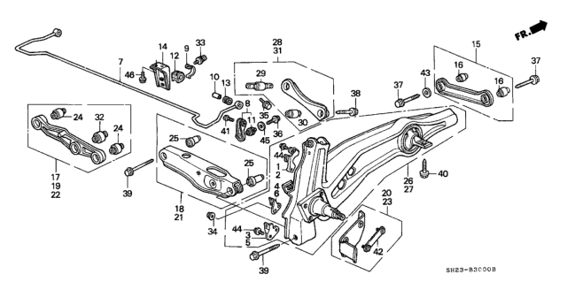 1990 Honda CRX  Arm, Left Rear (Lower) Diagram for 52360SH3G11