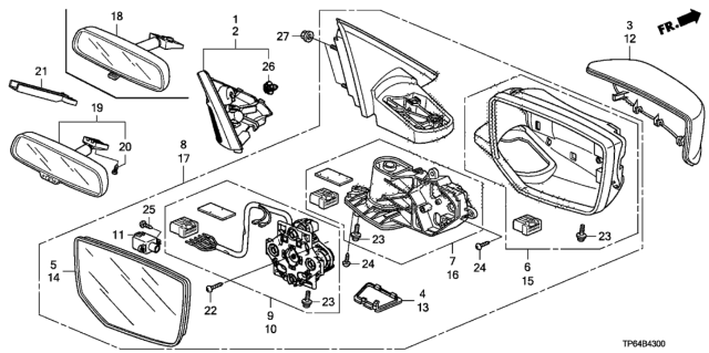 2011 Honda Crosstour  Actuator, Driver Side (R.C.) (Heated) Diagram for 76215TP6A11
