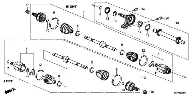 2018 Honda Accord Driveshaft Assembly, Driver Side Diagram for 44306TVAA51