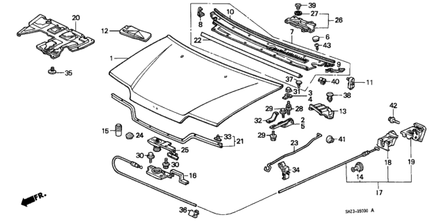 1989 Honda CRX Clip, Hood Insulator Diagram for 90700SB2003